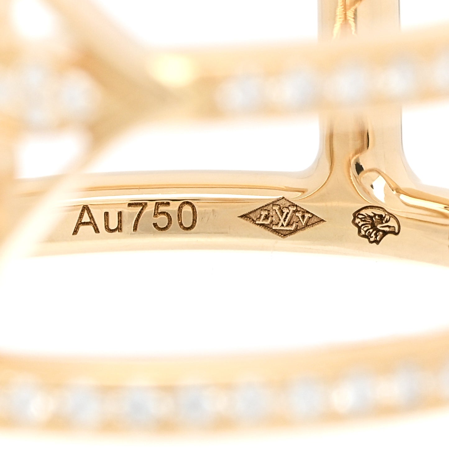 18K Yellow Gold Diamond Idylle Blossom Two Row Ring 53 6.5