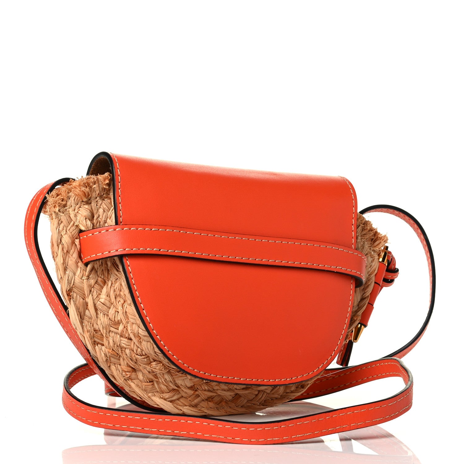 Loewe Calfskin Raffia Mini Gate Crossbody Bag Light Natural Orange 3 of 6