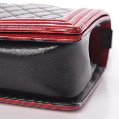 Chanel Lambskin Quilted Medium Boy Flap Black Red 10 of 10