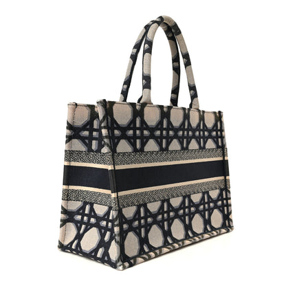 Christian Dior Canvas Macrocannage Embroidered Medium Book Tote Beige Blue 3 of 10