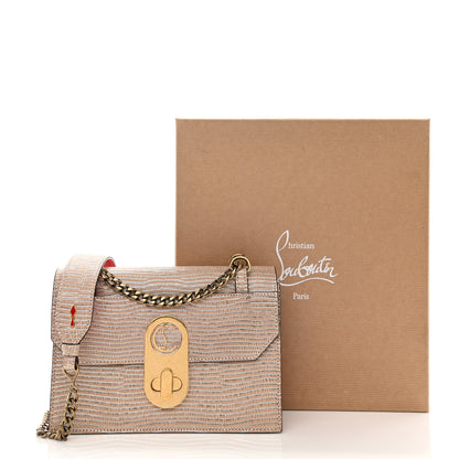Christian Louboutin Metallic Lizard Embossed Calfskin Small Elisa Platine 9 of 9