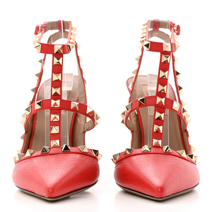 Valentino Garavani Pebbled Calfskin Rockstud Ankle Strap 100mm Pumps 37 Rock Pink 2 of 10