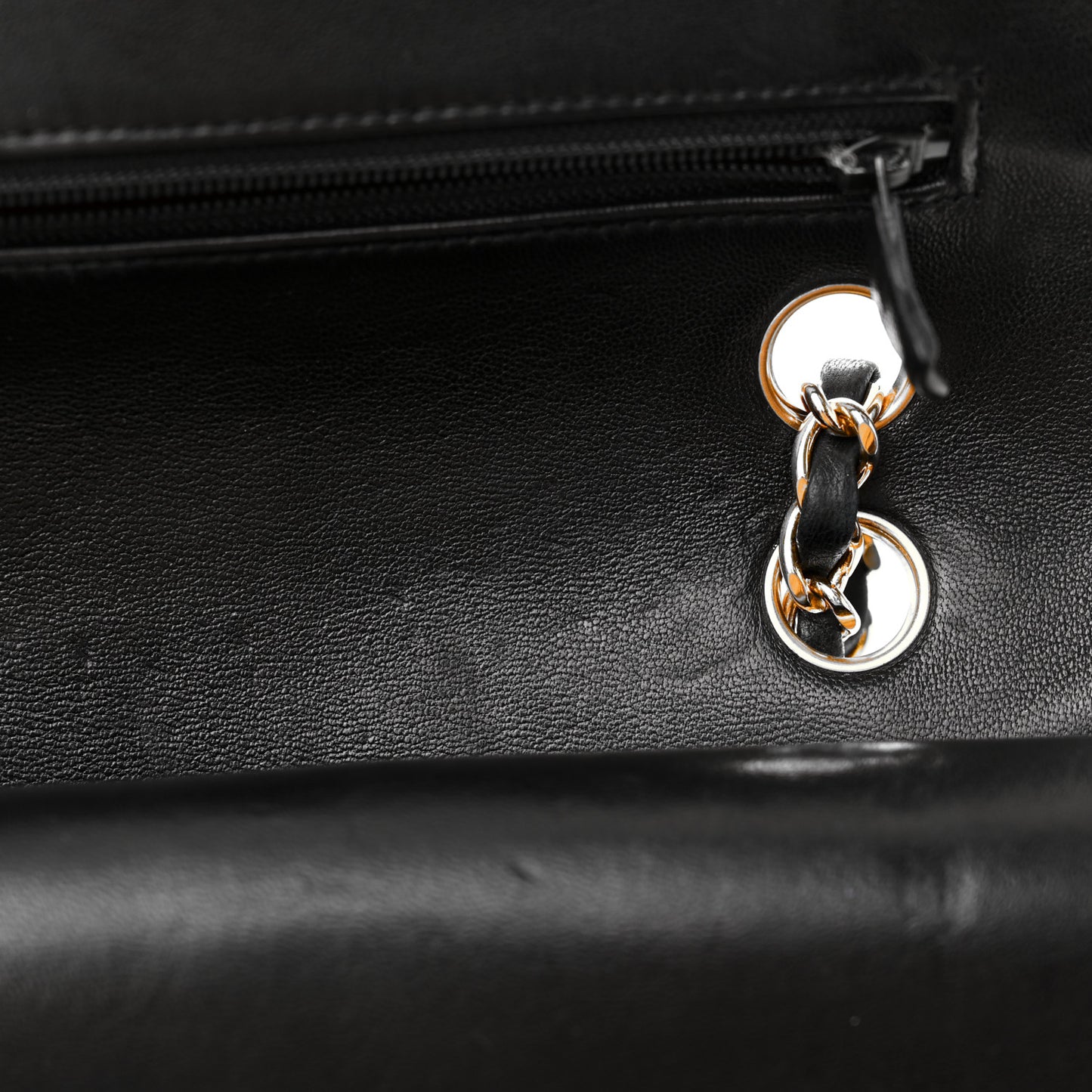 Lambskin Quilted Medium Double Flap Black