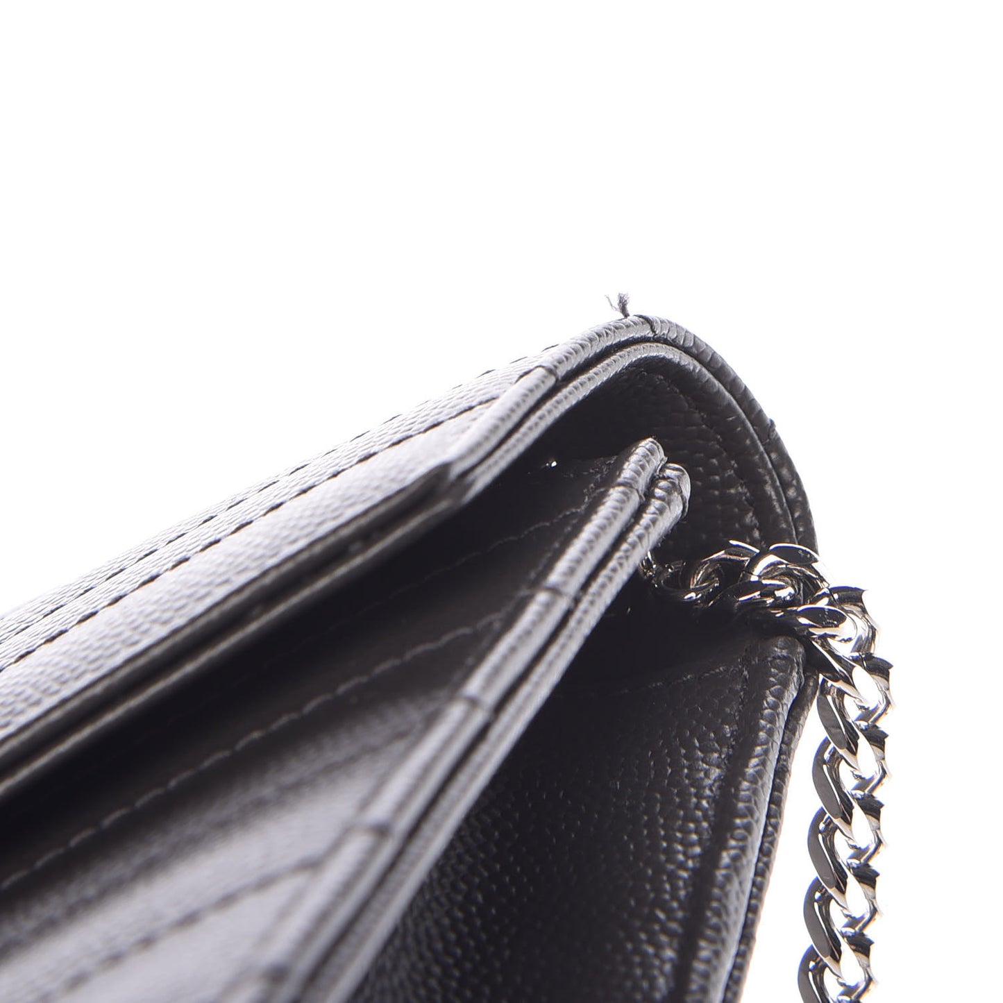Grain De Poudre Matelasse Chevron Monogram Envelope Chain Wallet Coal