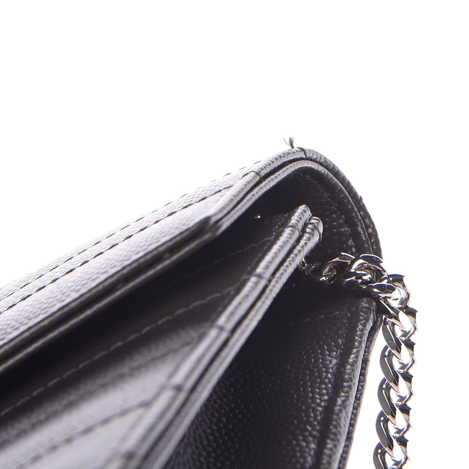 Saint Laurent Grain De Poudre Matelasse Chevron Monogram Envelope Chain Wallet Coal 11 of 11