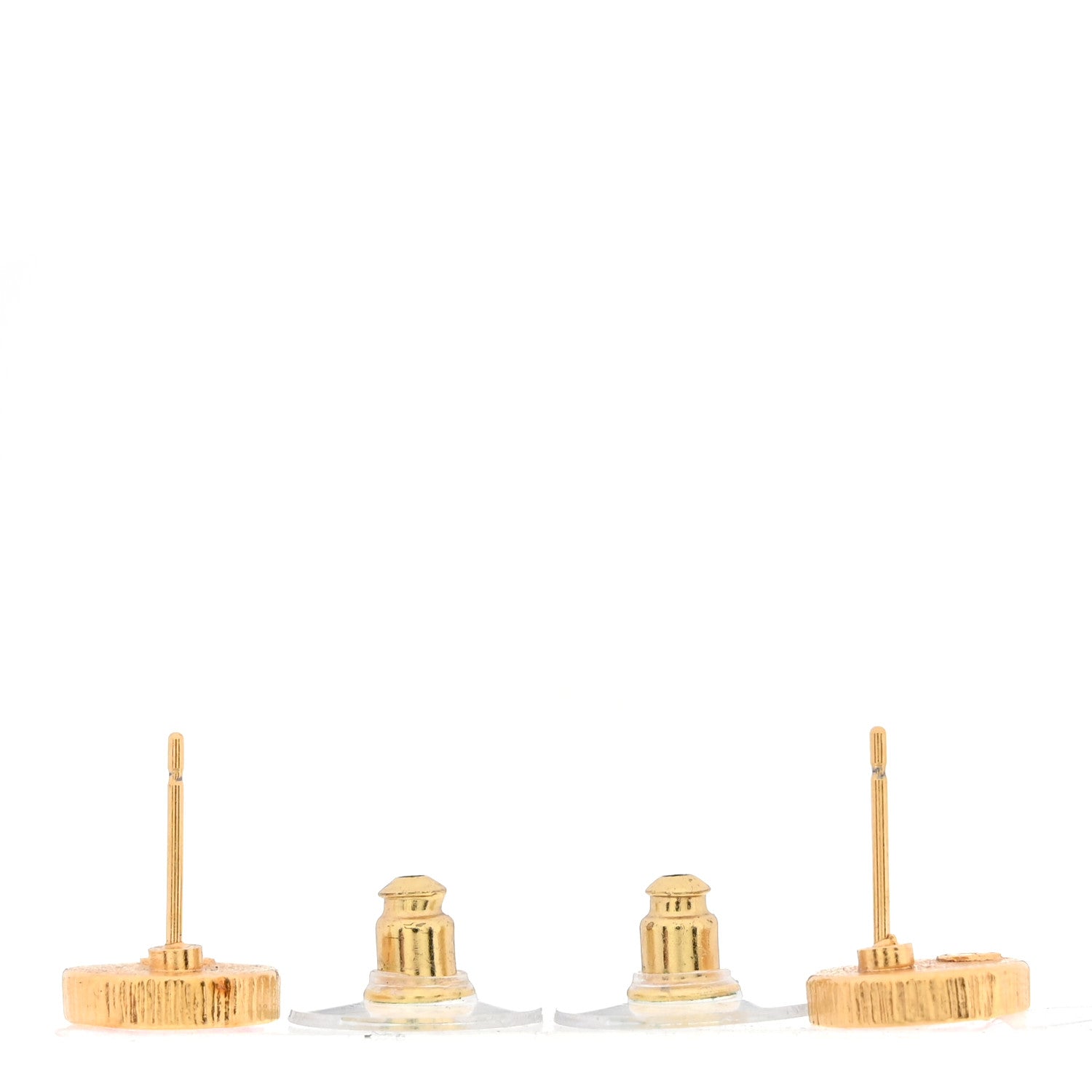 Chanel Metal Enamel CC Round Earrings Gold Pink 3 of 5