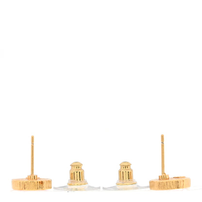 Chanel Metal Enamel CC Round Earrings Gold Pink 3 of 5