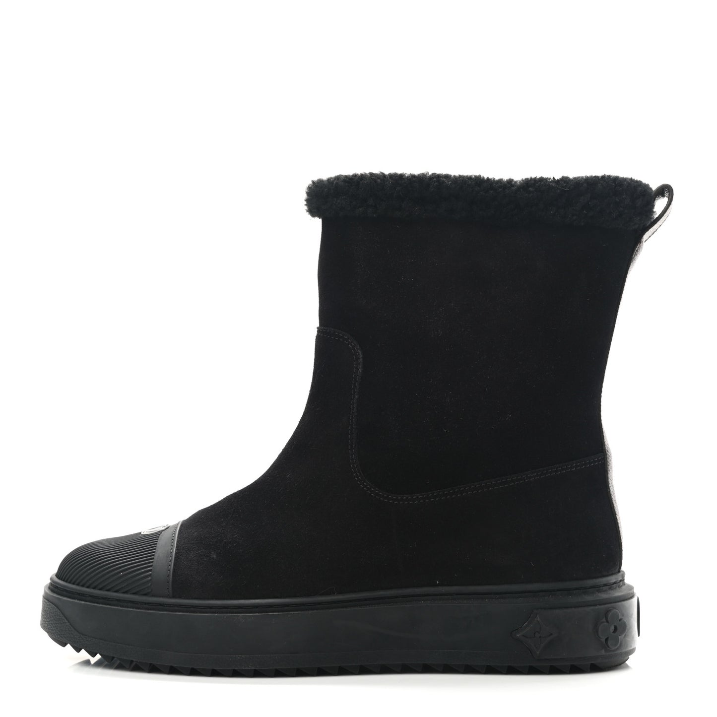 Suede Calfskin Monogram Breezy Flat Ankle Boots 38.5 Black
