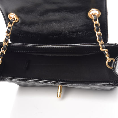 Chanel Glazed Calfskin Chevron Quilted Small Hampton Flap Black 7 of 11