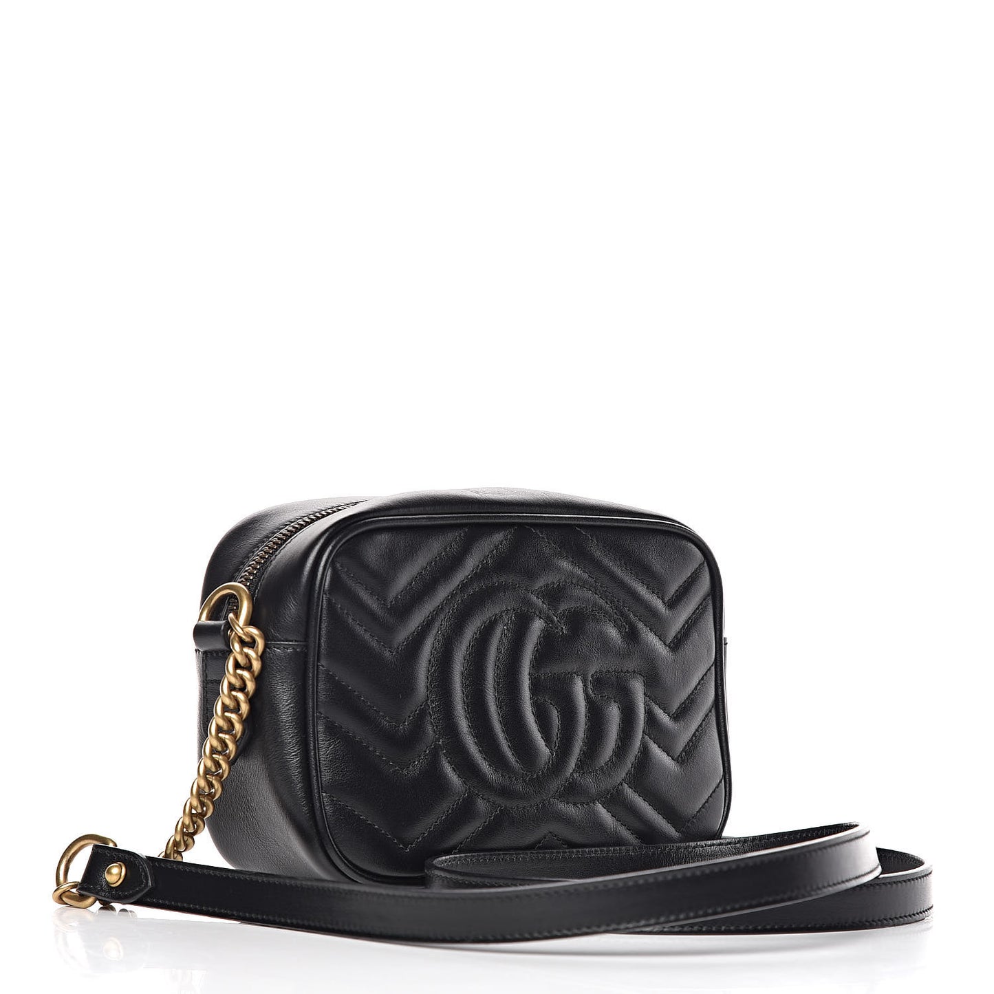 Calfskin Matelasse Mini GG Marmont Chain Shoulder Bag Black