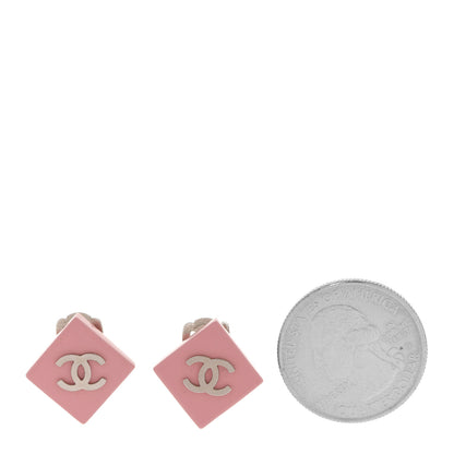 Chanel Acrylic CC Clip On Earrings Pink 2 of 4