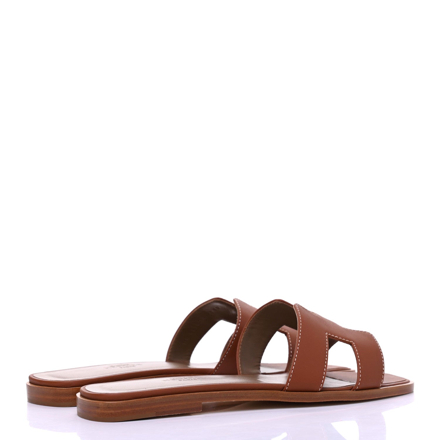 Hermes Box Calfskin Oran Sandals 37 Gold 4 of 9