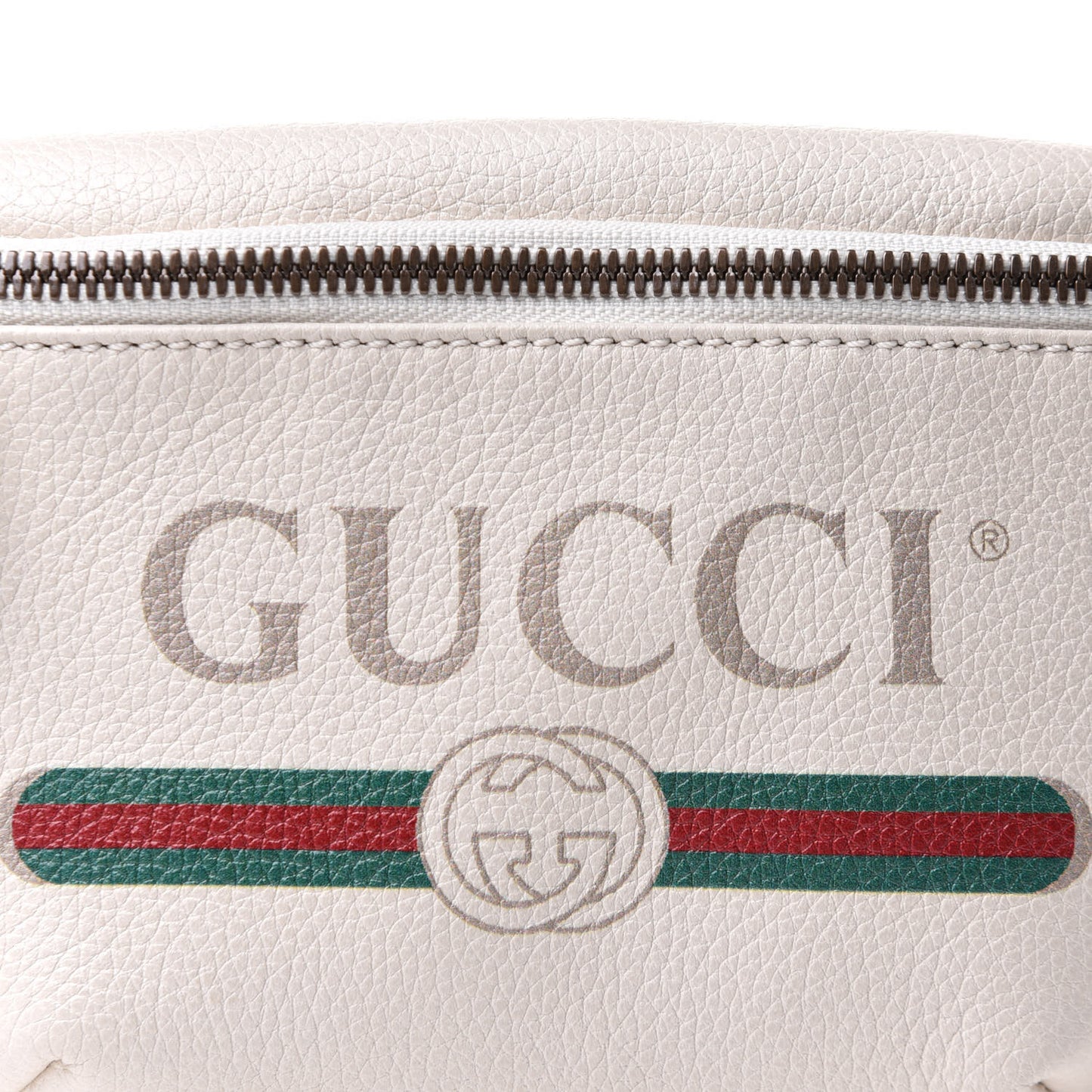 Grained Calfskin Small Logo Belt Bag White