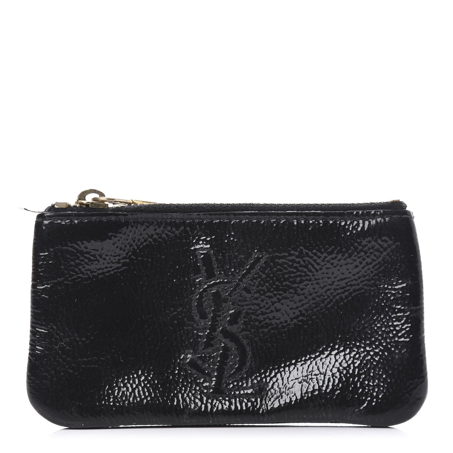 Saint Laurent Textured Patent Monogram Pouch Black 1 of 10