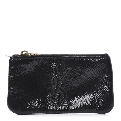 Saint Laurent Textured Patent Monogram Pouch Black 1 of 10