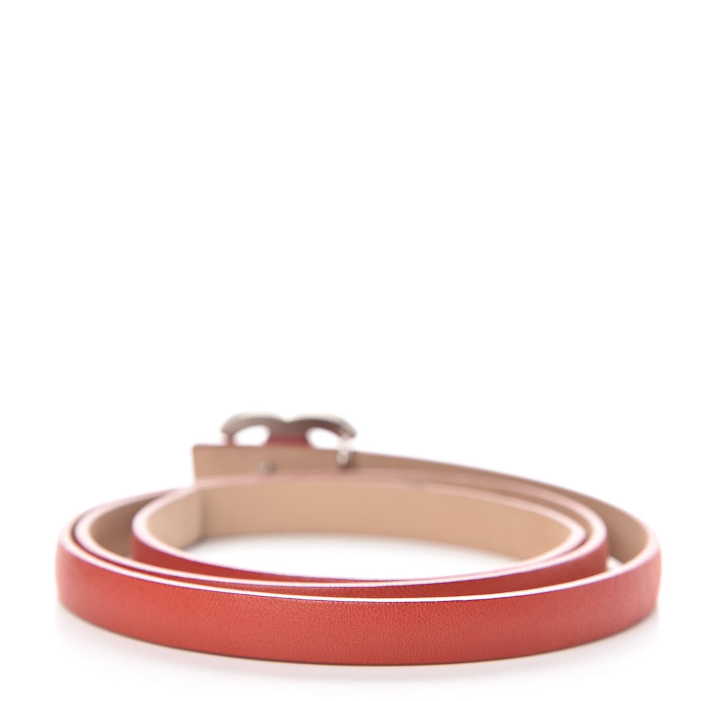 Lambskin CC Logo Skinny Belt 70 28 Red