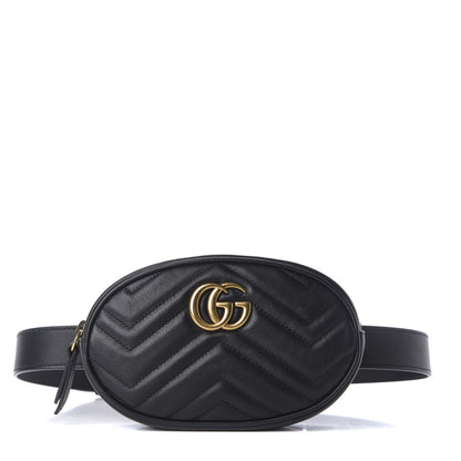 Gucci Calfskin Matelasse GG Marmont Belt Bag 75 30 Black 1 of 10