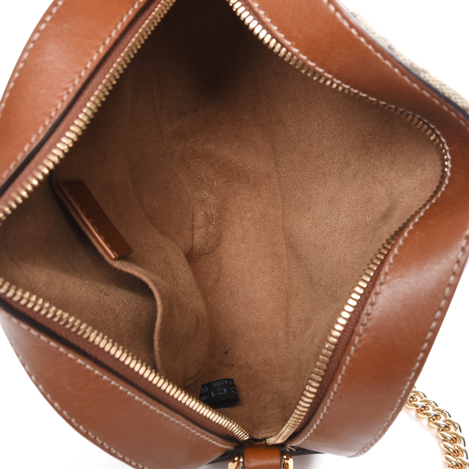 Gucci GG Supreme Monogram Cuoio Toscano Mini Chain Shoulder Bag Beige Ebony Cuir 5 of 7