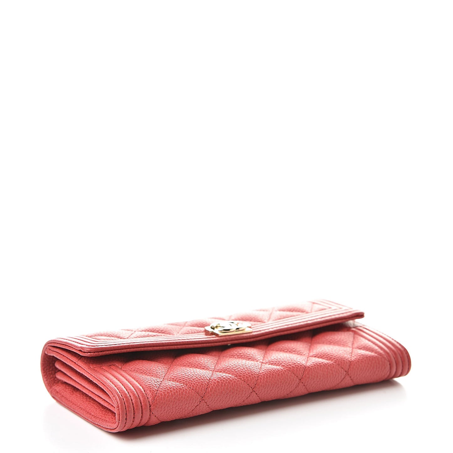 Caviar Quilted Large Boy Gusset Flap Wallet Red
