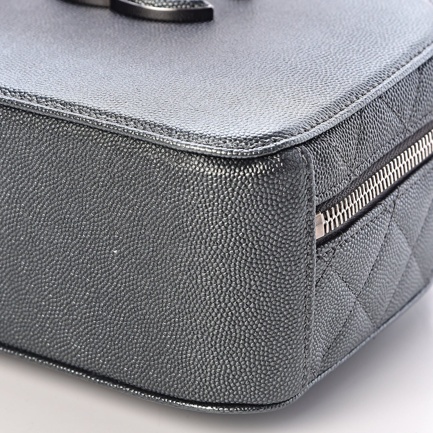 Metallic Caviar Small Coco Curve Vanity Bag Black Ruthenium