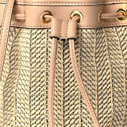Fendi Raffia Pearl Herringbone Embellished Mini Mon Tresor Bucket Bag 7 of 9