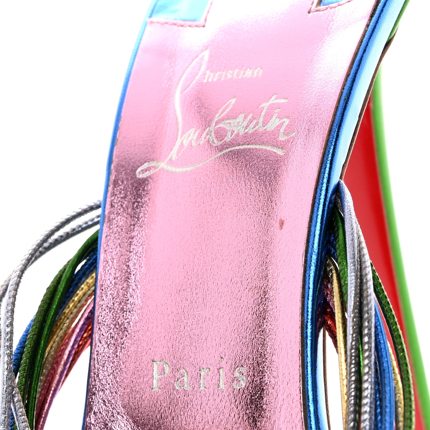 Christian Louboutin Kid Laminato Multitaski Alta 120 Sandals 41 Multi Lin Confettis 7 of 8