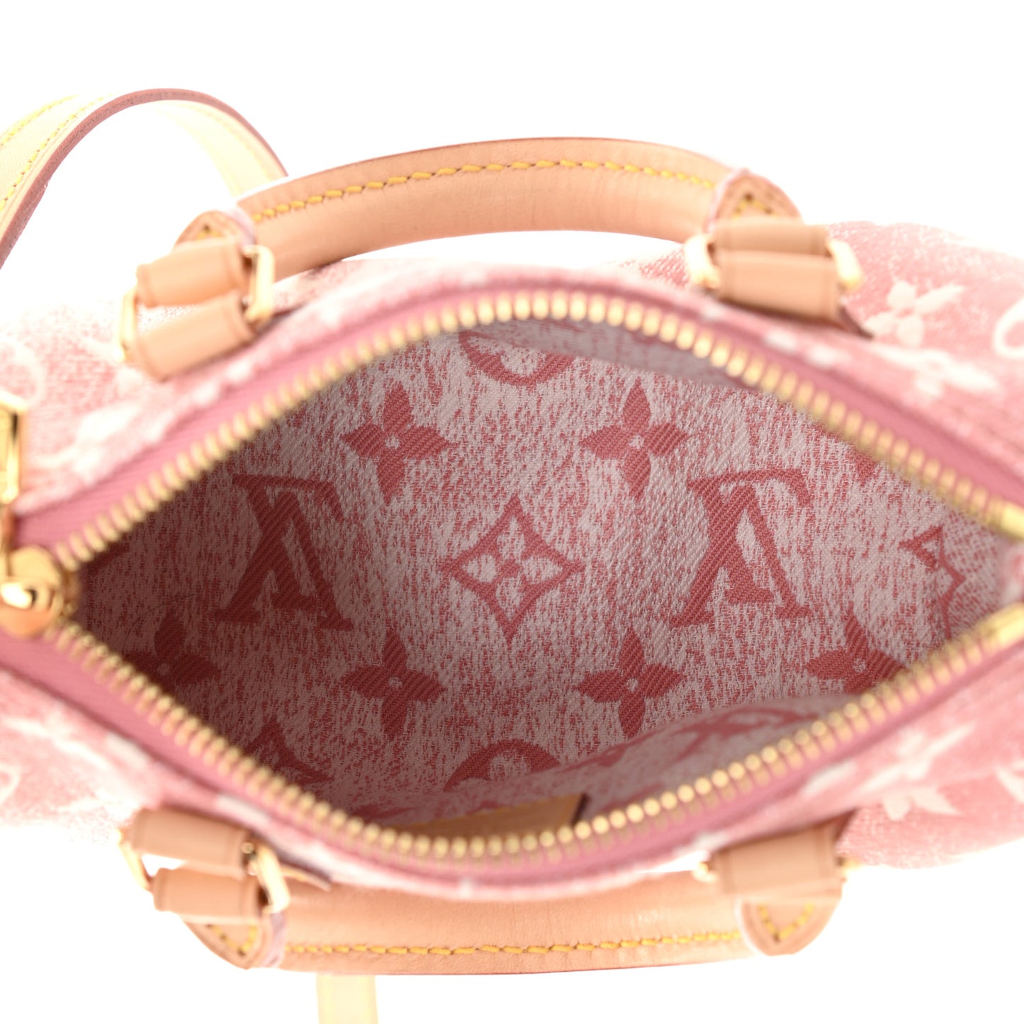 Monogram Jacquard Denim Nano Speedy Bandouliere Pink