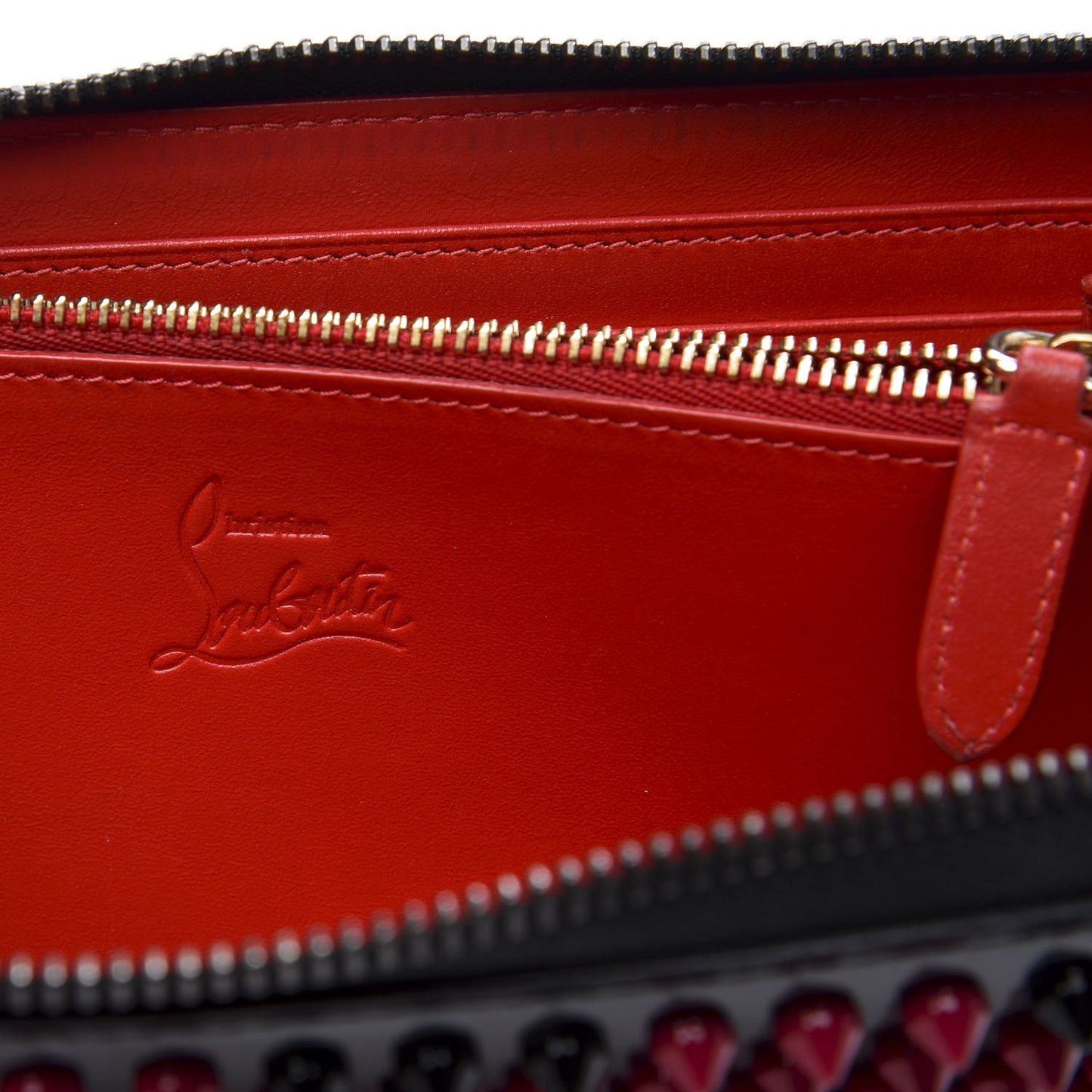 Patent Panettone Spiked Valentines Zip Around Wallet Black Fuchsia