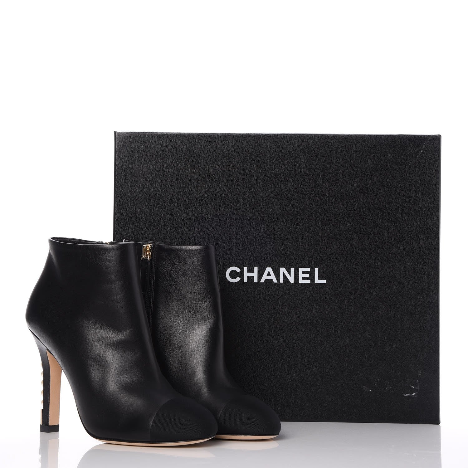 Chanel Lambskin Grossgrain Pearl Cap Toe Boots 36 Black 9 of 9