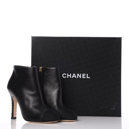 Chanel Lambskin Grossgrain Pearl Cap Toe Boots 36 Black 9 of 9