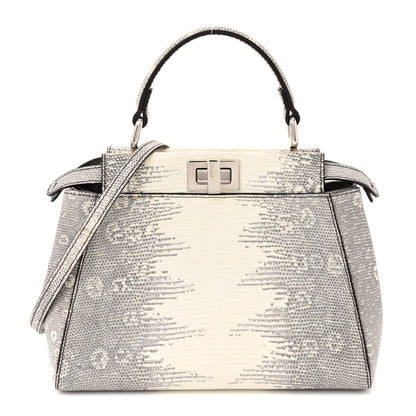 Fendi Lizard Togo Shiny Nappa Mini Peekaboo Iconic Satchel Roccia 1 of 12