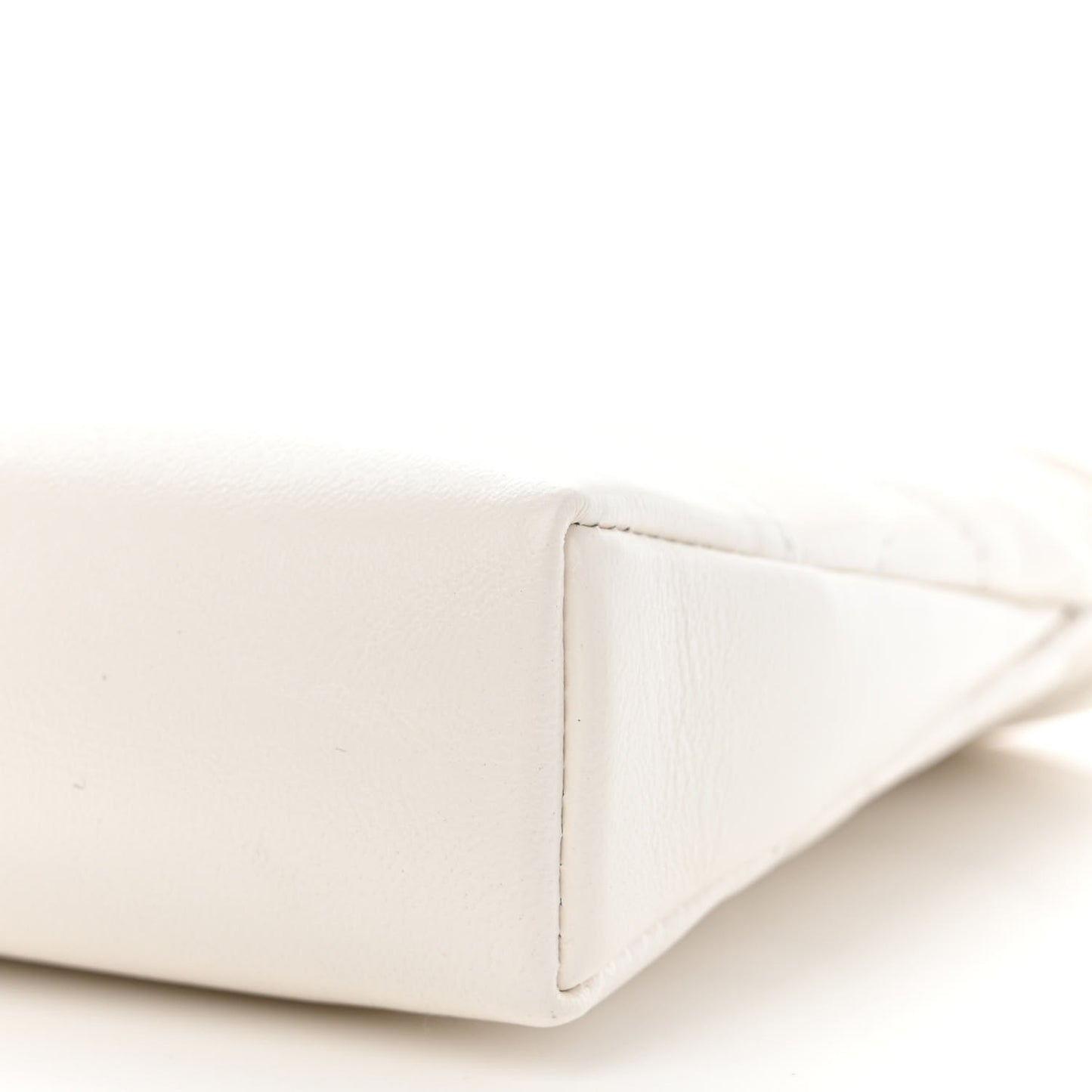 Shiny Crumpled Calfskin Quilted Nano 31 Shopping Bag White
