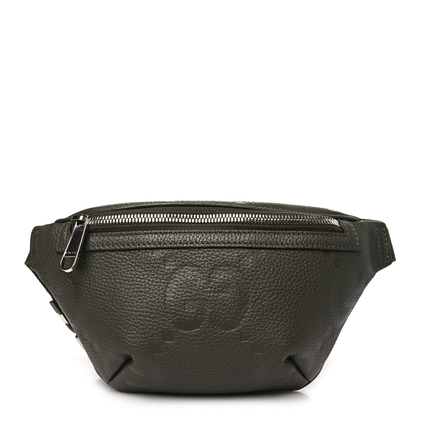 Piuma Calfskin Jumbo GG Embossed Small Belt Bag Dark Green