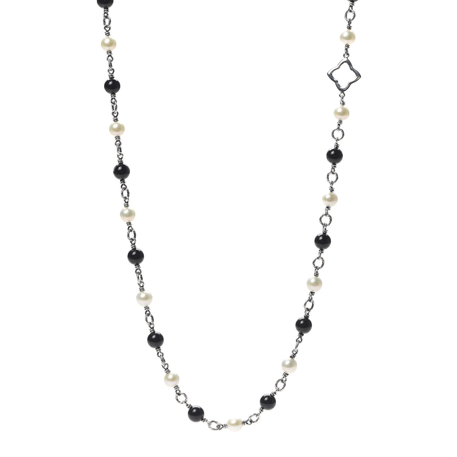 David Yurman Sterling Silver Black Onyx Pearl Bijoux Necklace 1 of 6