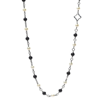 David Yurman Sterling Silver Black Onyx Pearl Bijoux Necklace 1 of 6