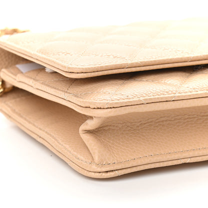 Chanel Caviar Quilted Wallet On Chain WOC Beige 9 of 10