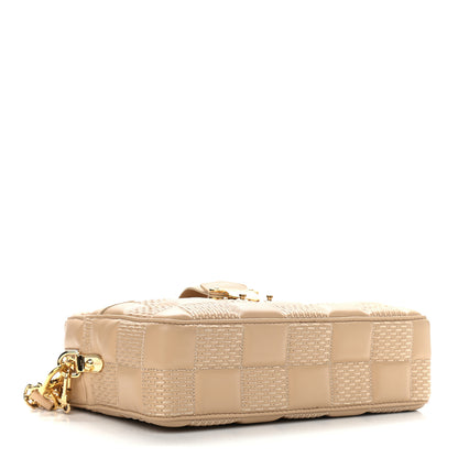 Louis Vuitton Lambskin Damier Quilt Troca MM Cashmere Beige 4 of 8