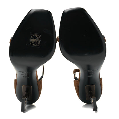 Saint Laurent Suede Calfskin Opyum 110 Sandals 38.5 Cachemere Gold 5 of 7