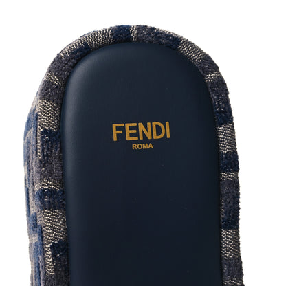 Fendi Chenille Womens FF Sunshine Flatform Slide Sandals 36.5 Blue 8 of 9
