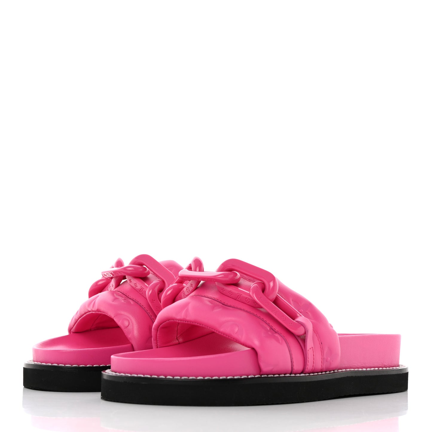 Calfskin Embossed Monogram Sunset Flat Comfort Mule 36 Rose Pop