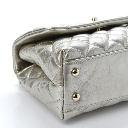 Chanel Metallic Aged Calfskin Quilted Mini Coco Handle Flap Silver 5 of 10
