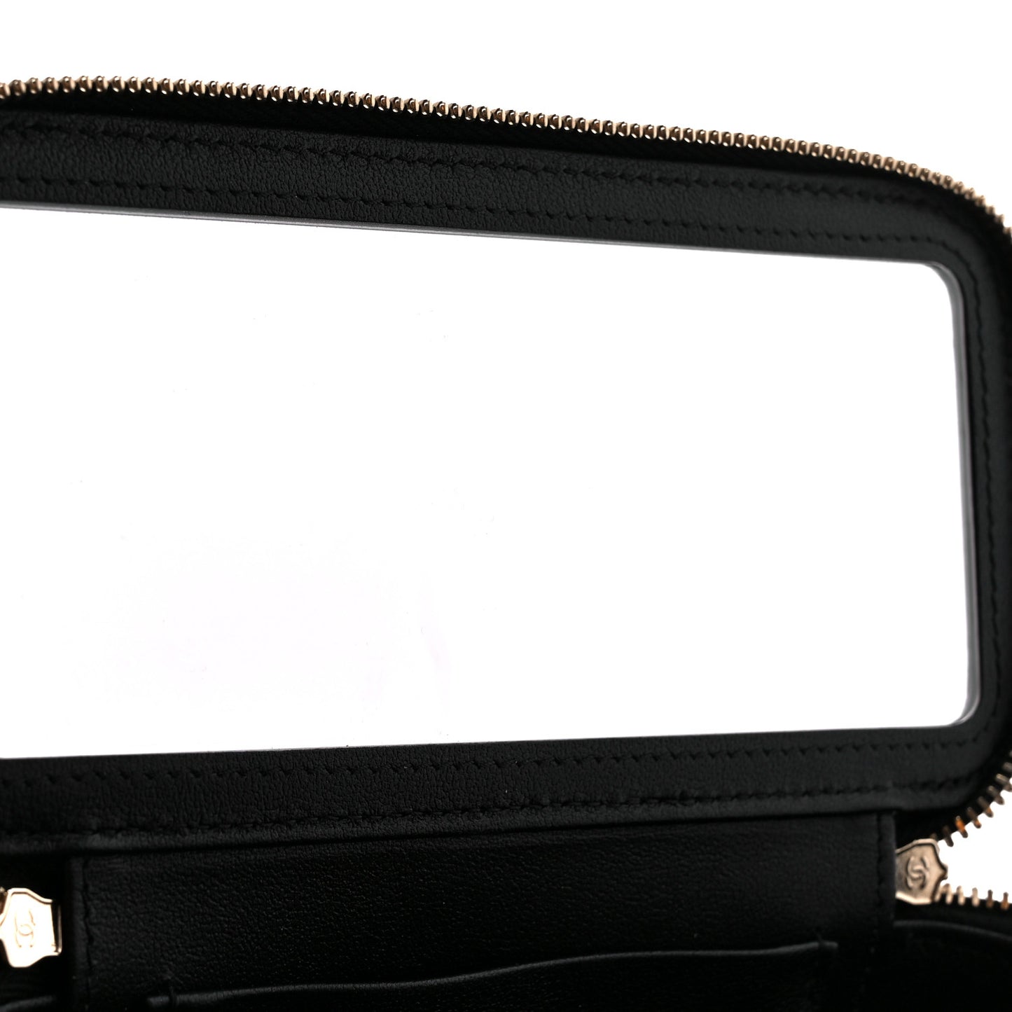 Caviar Quilted Enamel Coco Casino Small Vanity Case With Chain Black