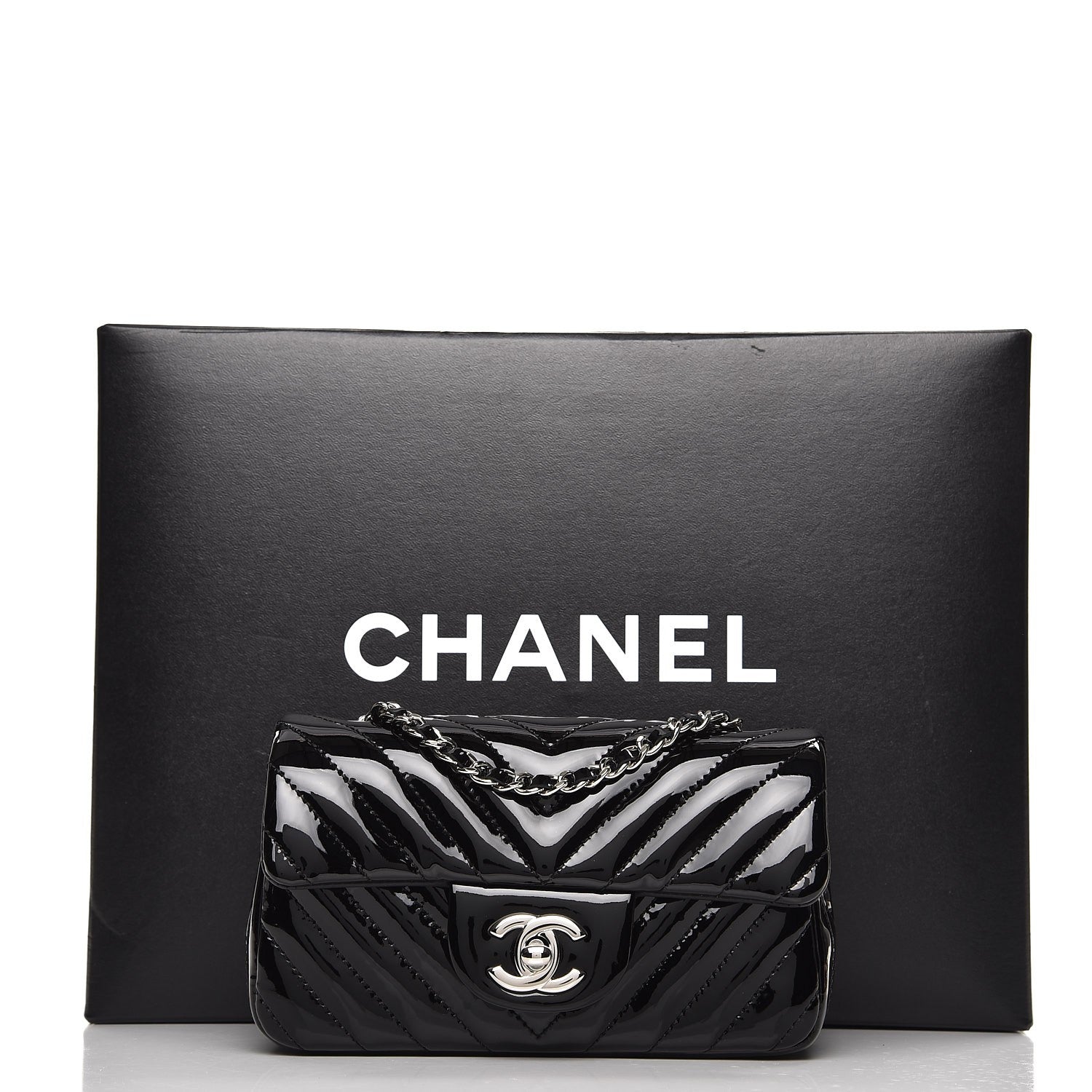 Chanel Patent Calfskin Chevron Quilted Extra Mini Flap Black 8 of 8