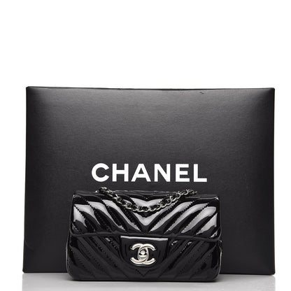 Chanel Patent Calfskin Chevron Quilted Extra Mini Flap Black 8 of 8