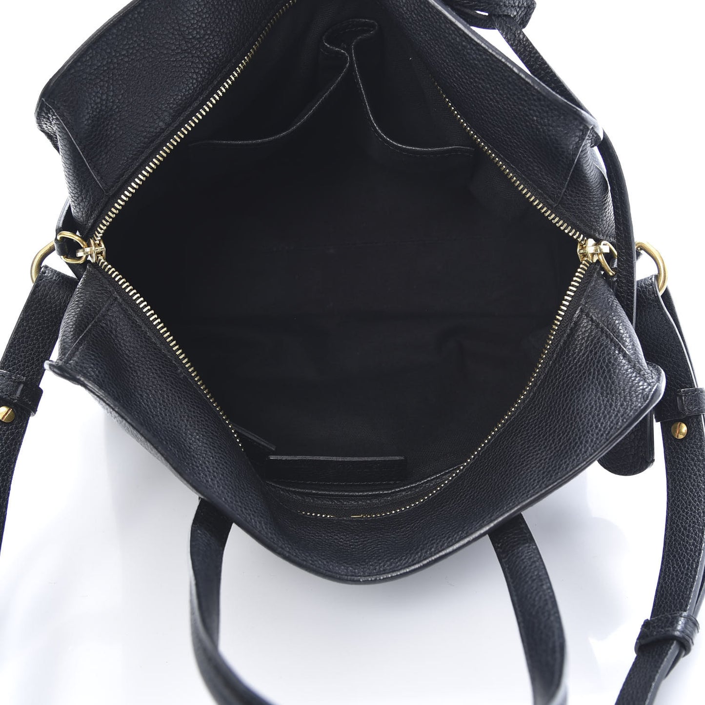 Pebbled Calfskin Small Skull Padlock Zip Around Tote Black