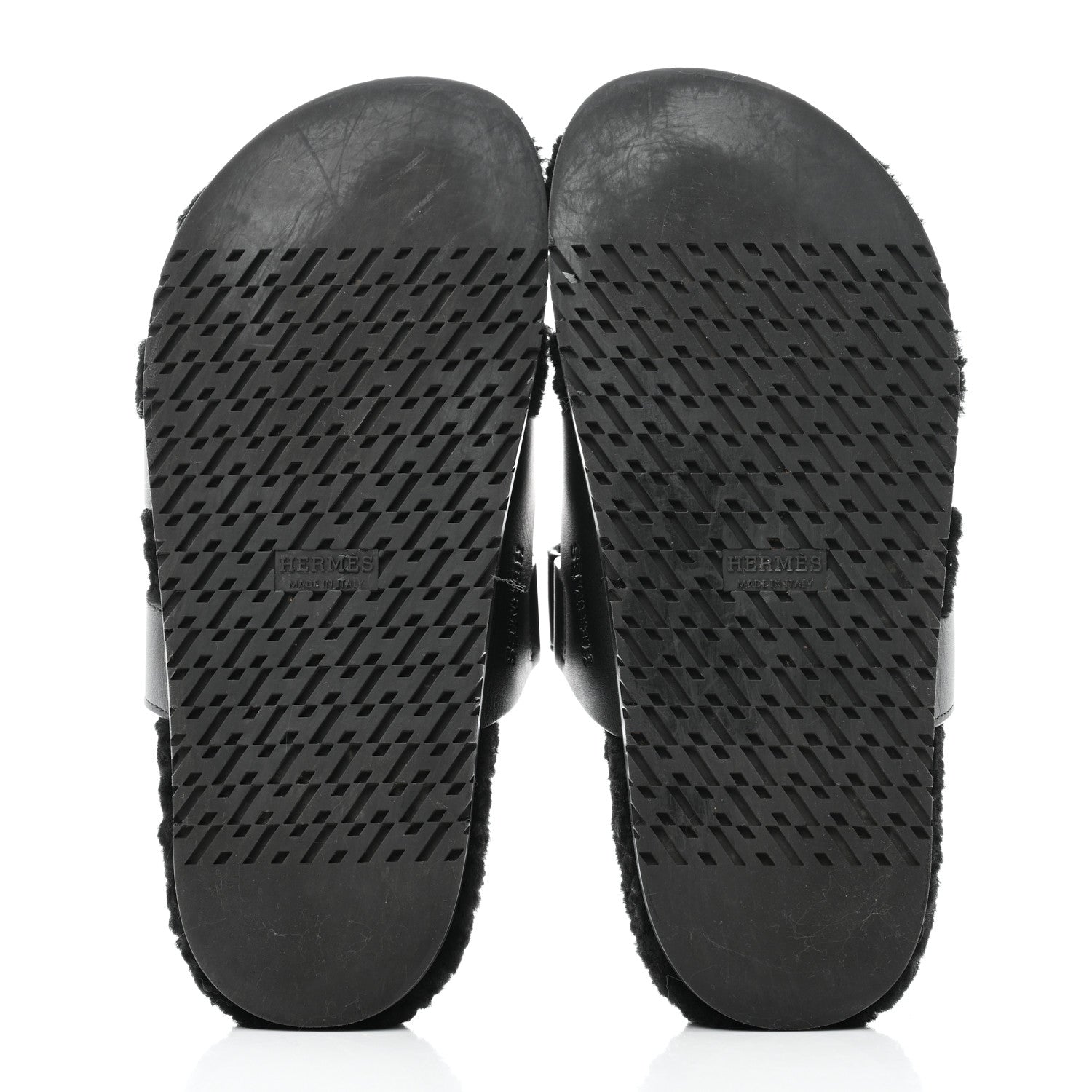Hermes Calfskin Woolskin Womens Chypre Sandals 39.5 Black 5 of 9