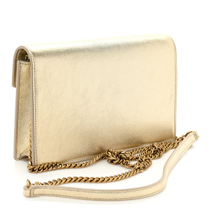Saint Laurent Metallic Calfskin Monogram Envelope Chain Wallet Gold 3 of 16