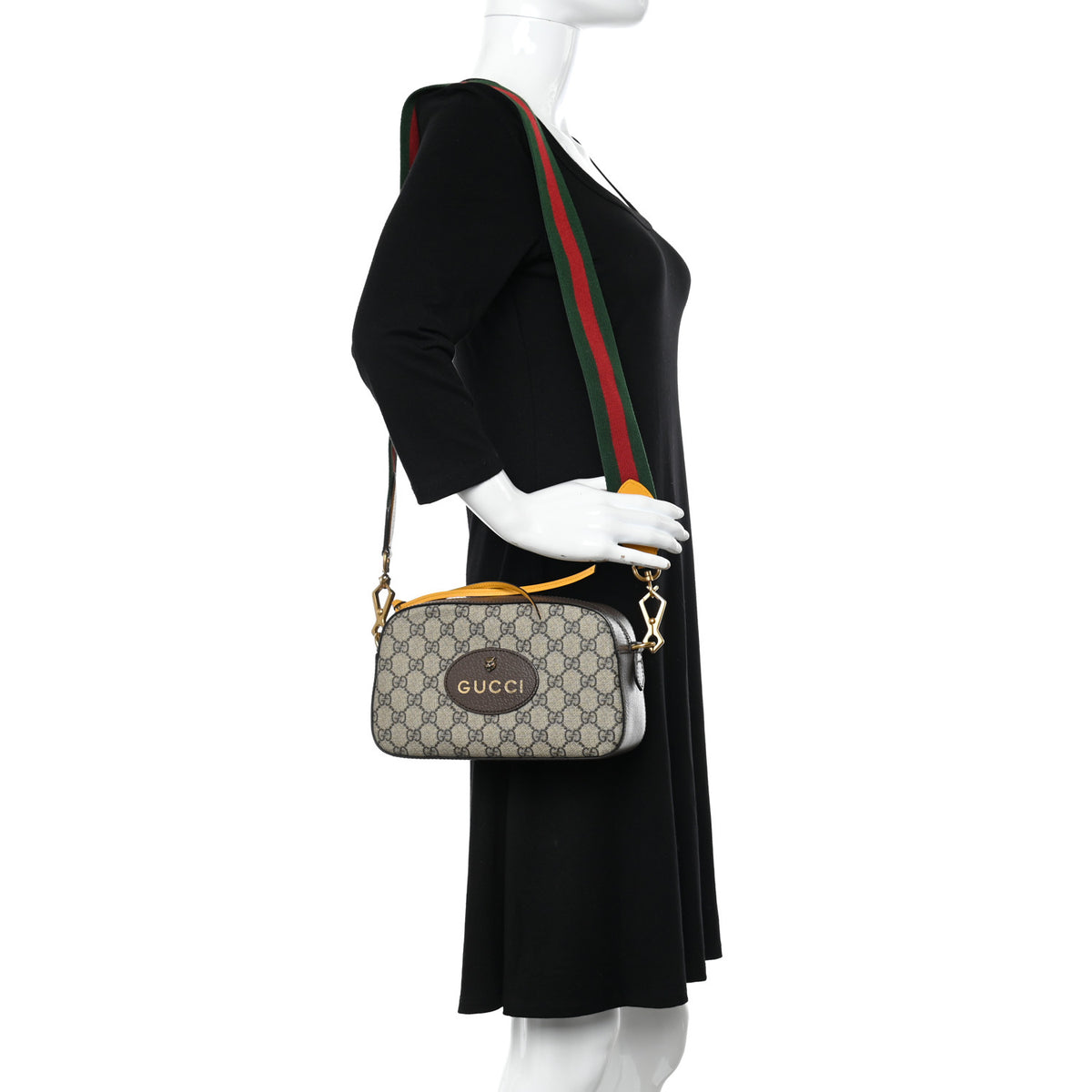 Gucci GG Supreme Monogram Web Neo Vintage Shoulder Bag Beige New Acero Crop 2 of 10