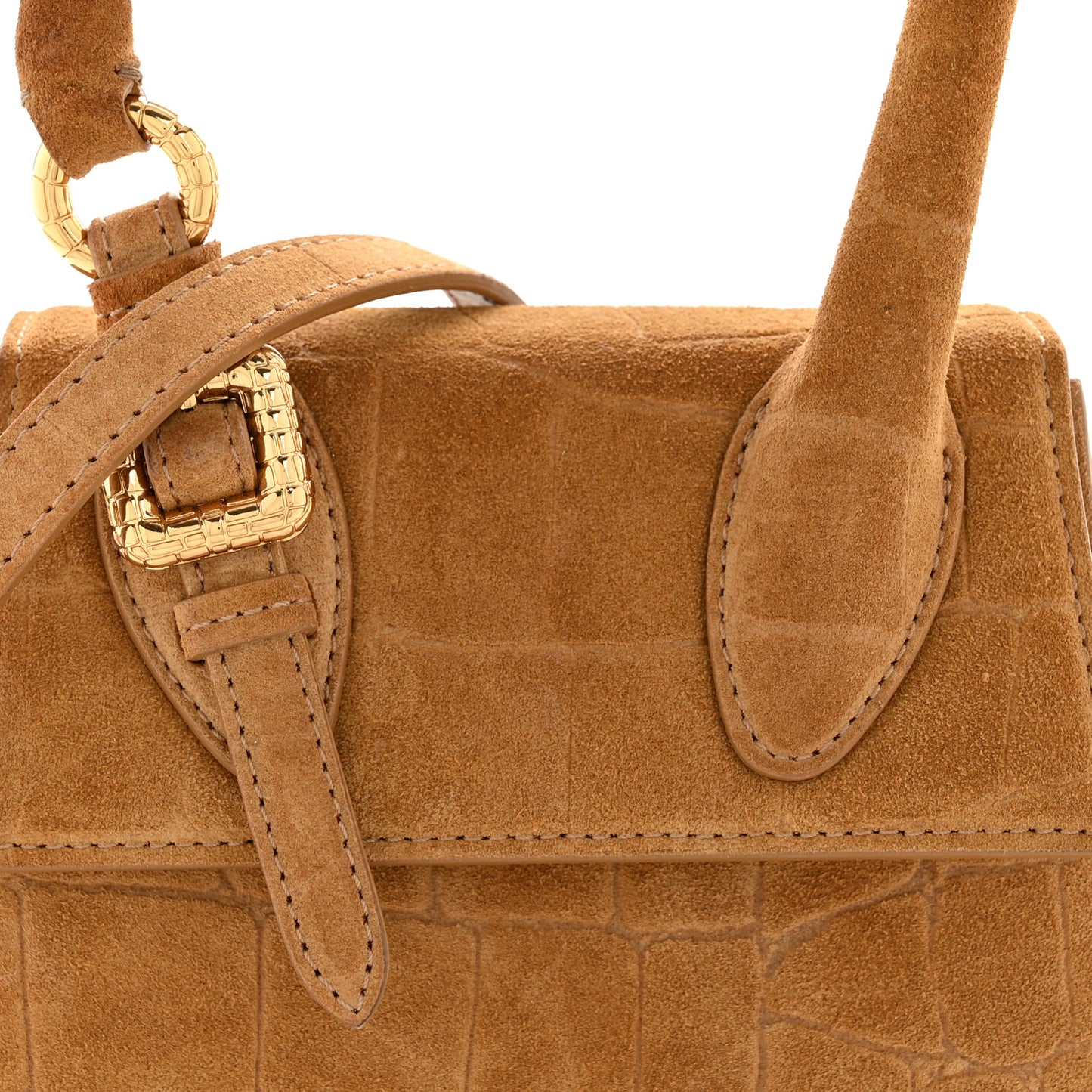 Suede Crocodile Embossed Le Chiquito Moyen Brown