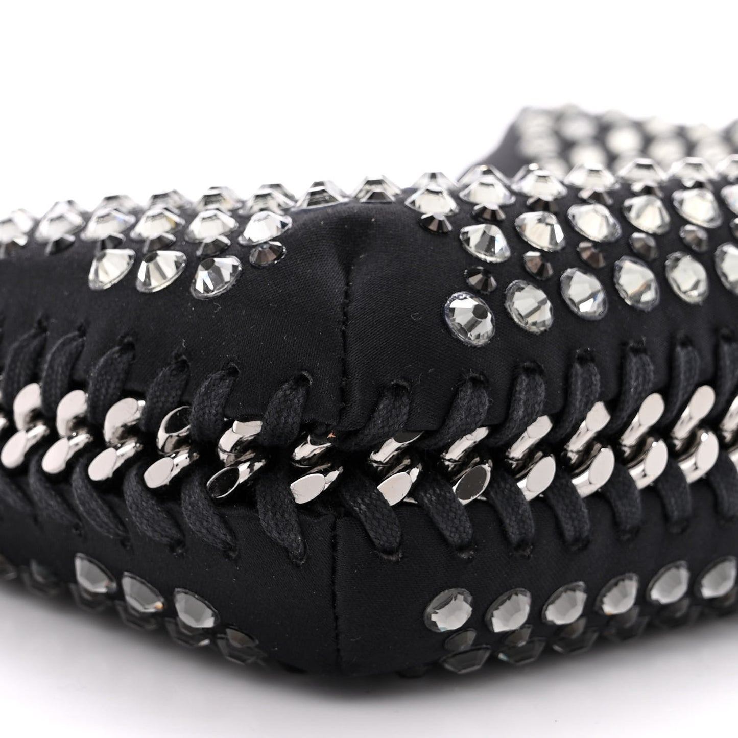 Nylon Crystal Mini Falabella Zipped Shoulder Bag Black